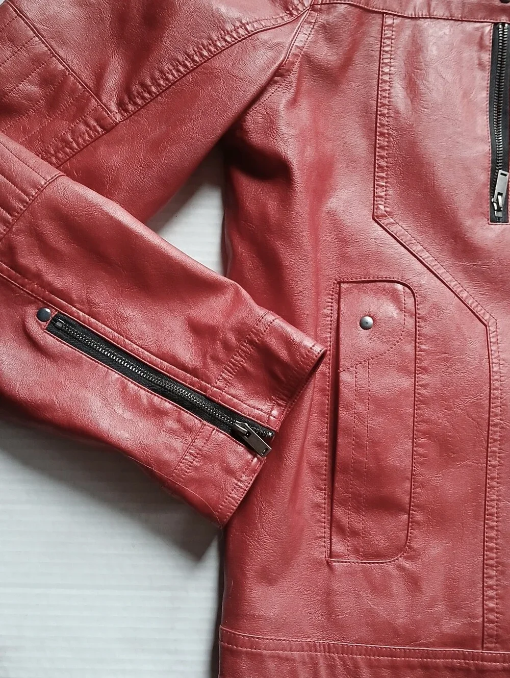 MatPat Authorized Label Signature Red Faux Leather Jacket GAME THEORY Size XL